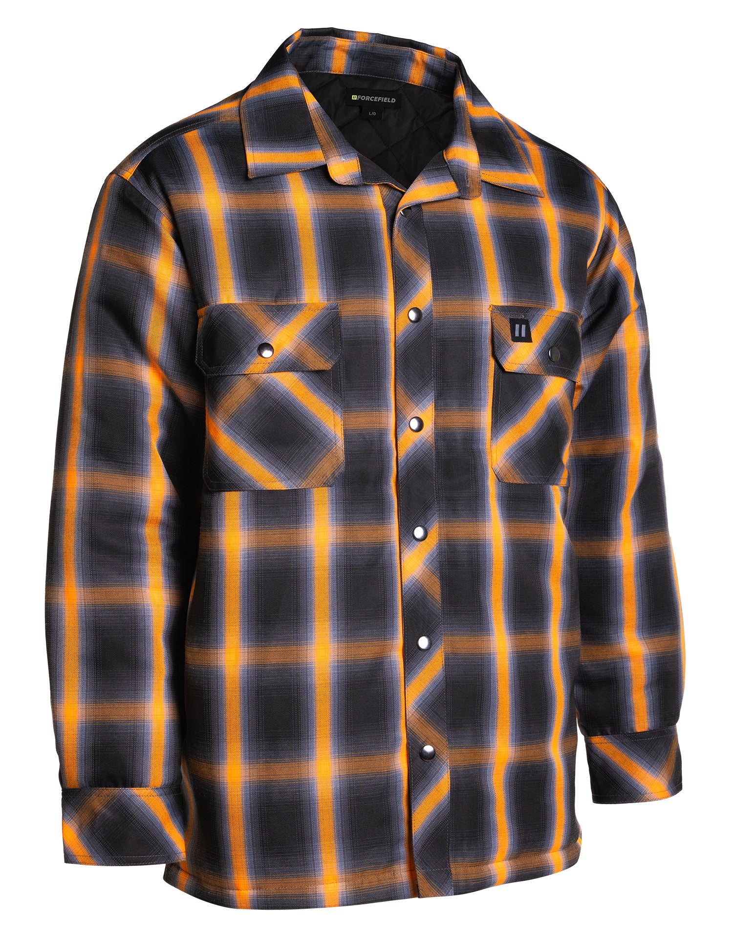 Orange Ombre Plaid Quilt-lined Shirt Jacket