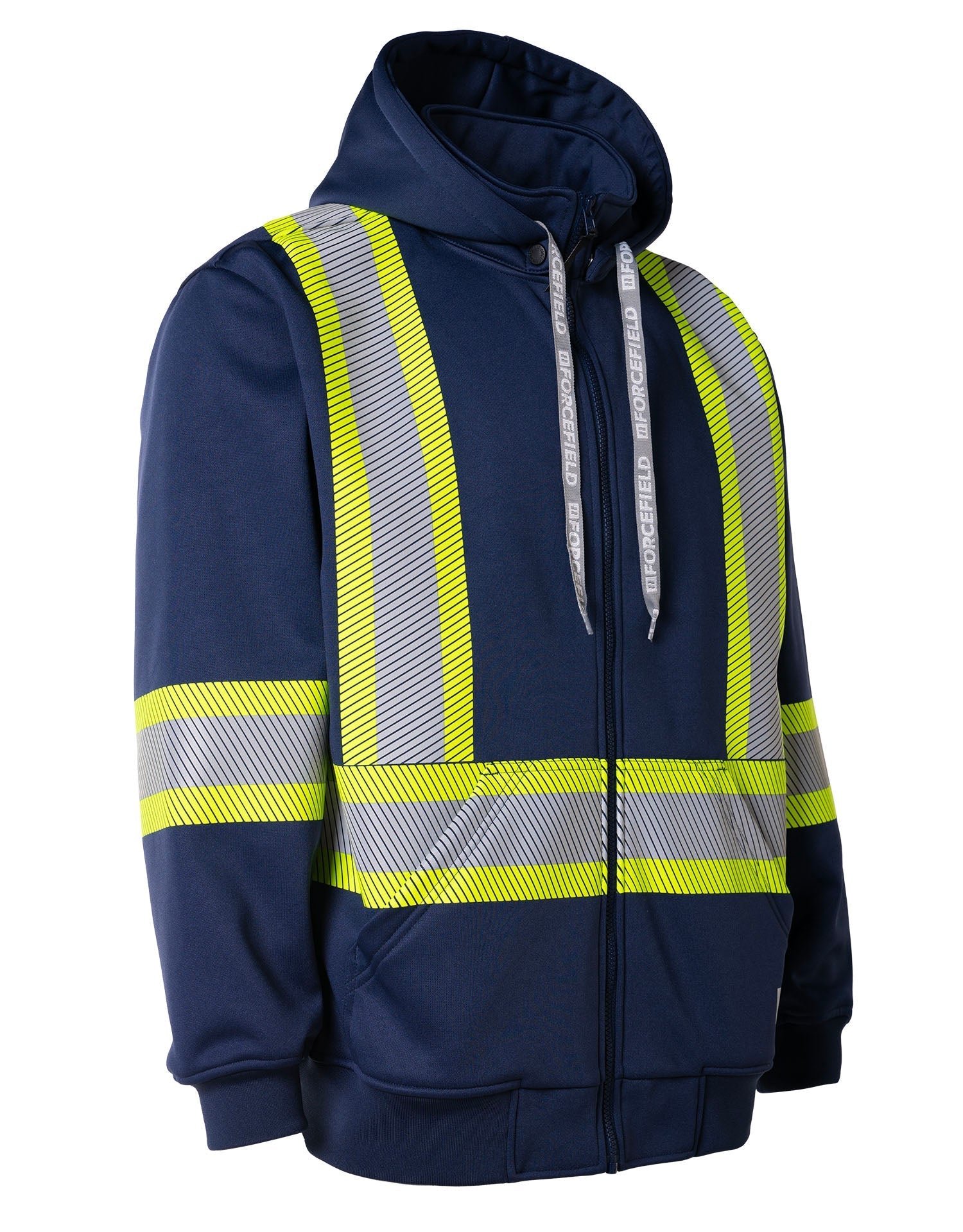 Deluxe Hi Vis Safety Hoodie with Segmented Reflective Tape and Detacha