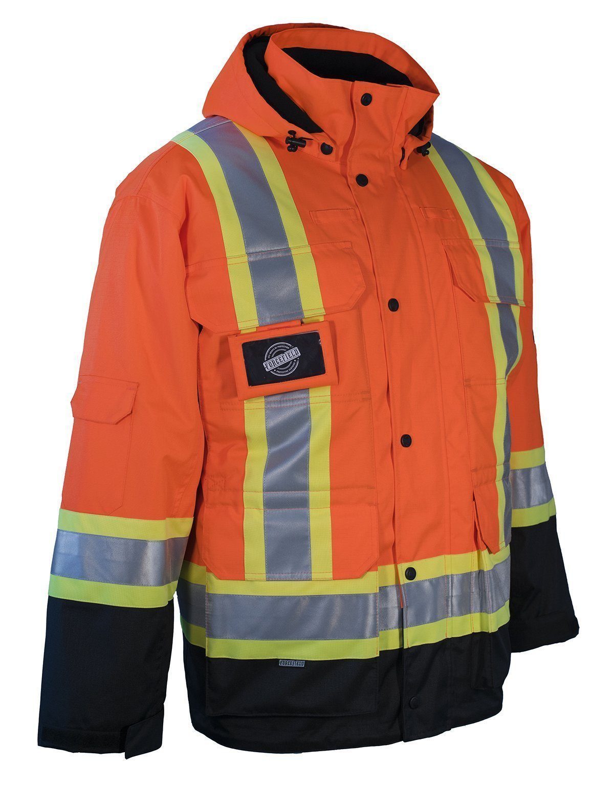 3 in 1 Hi Vis Winter Safety Parka with Removable Black Nylon Puff Jacket