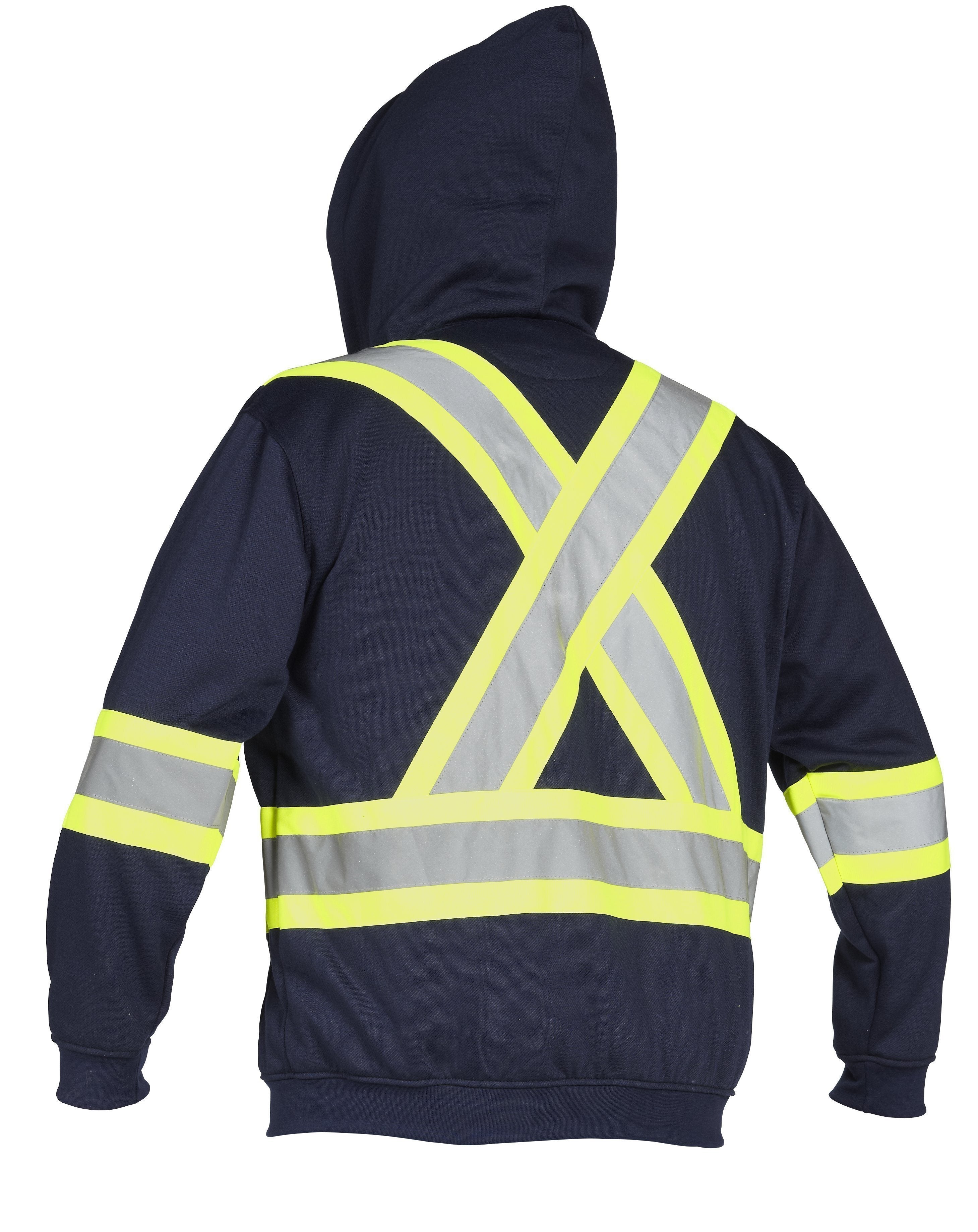 Deluxe Hi Vis Safety Hoodie Attached Hood