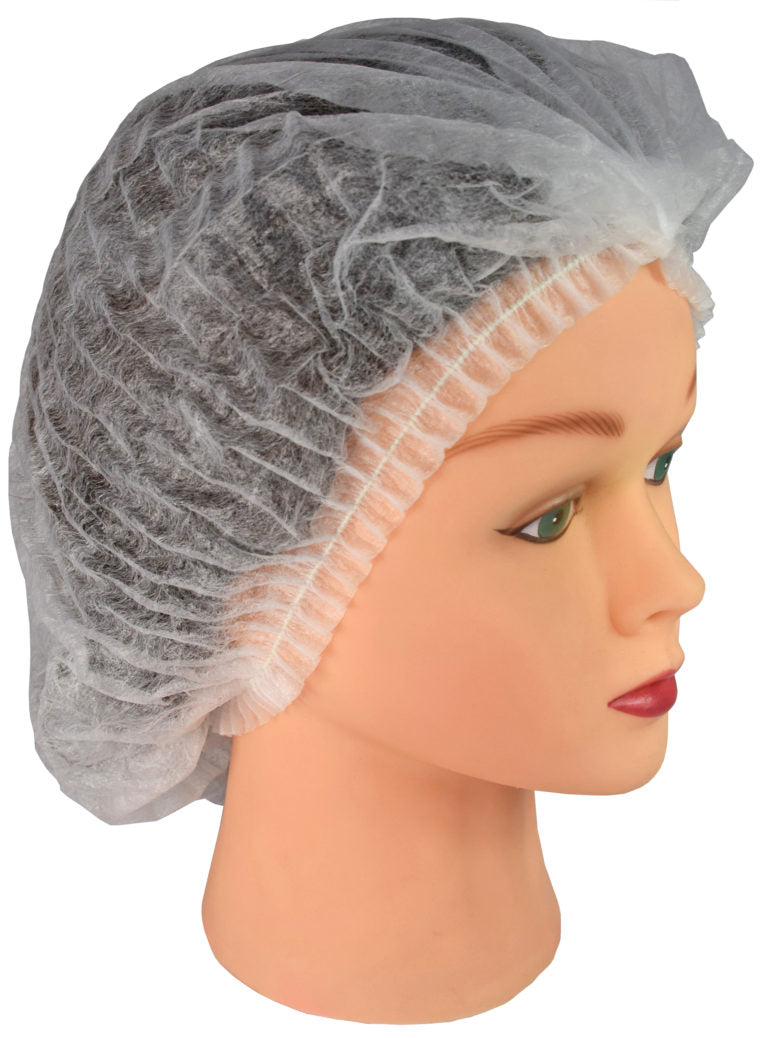 Casquette bouffante blanche de 24 po, pliée, double élastique