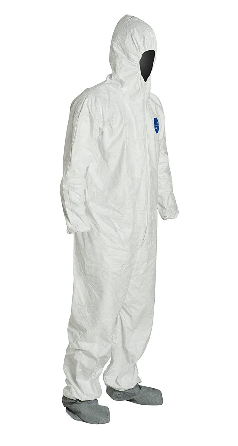 DuPont Tyvek Protective Coverall with Hood and Boots, Disposable, Elas