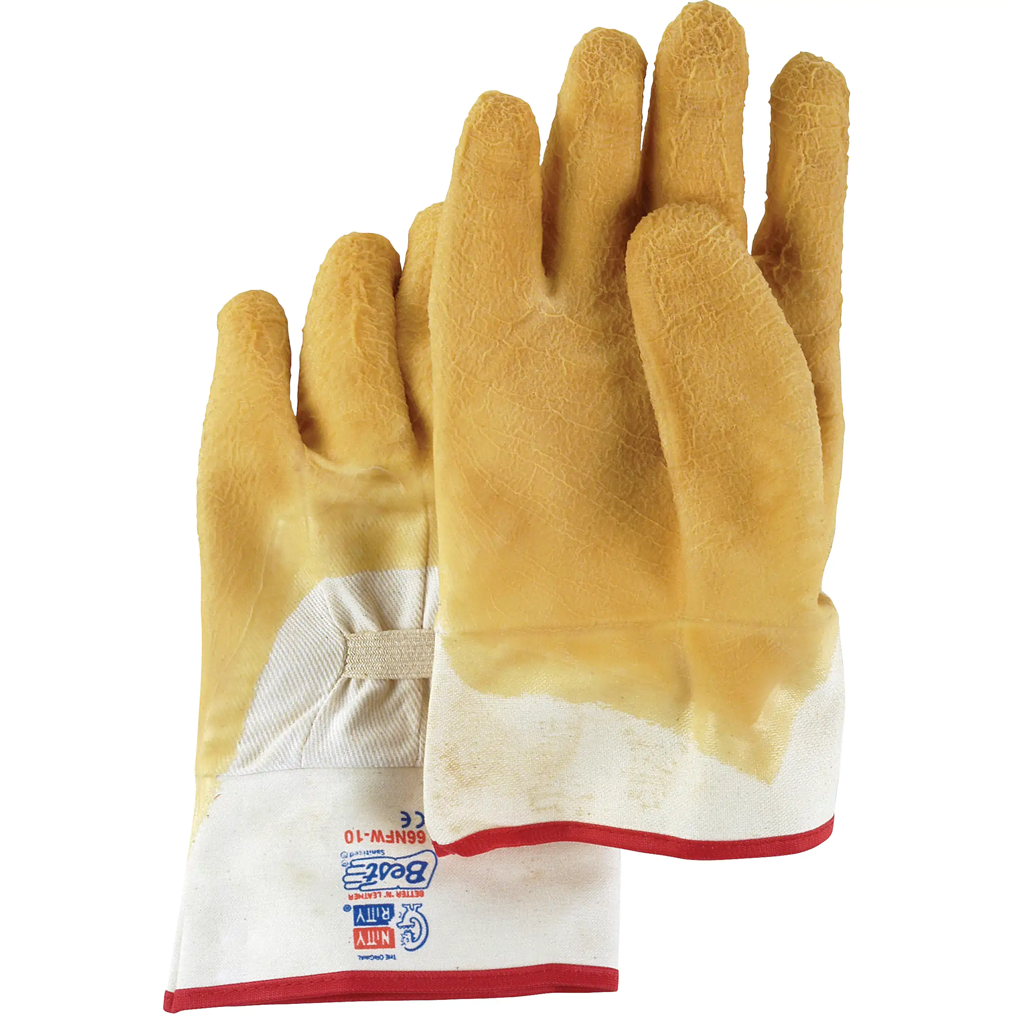 Nitty Gritty® Palm Coated Gloves, 10/Large, Rubber Latex Coating, Cotton Shell